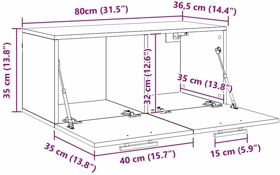 Sieninė spintelė 80 x 36.5 x 35 cm Apdirbta mediena