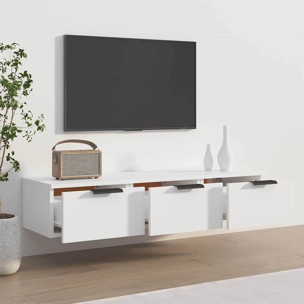 TV staliukas Sieninė spintelė, balta, 102x30x20cm, apdirbta mediena