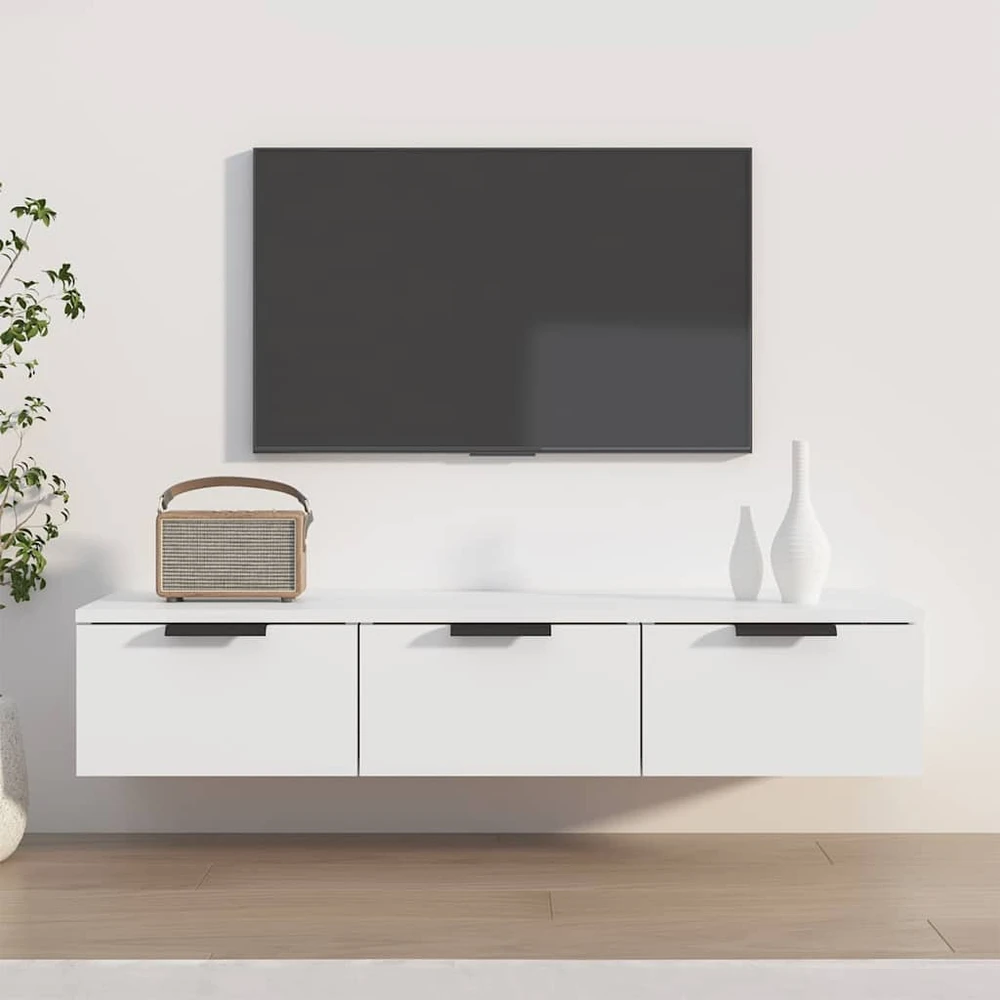 TV staliukas Sieninė spintelė, balta, 102x30x20cm, apdirbta mediena