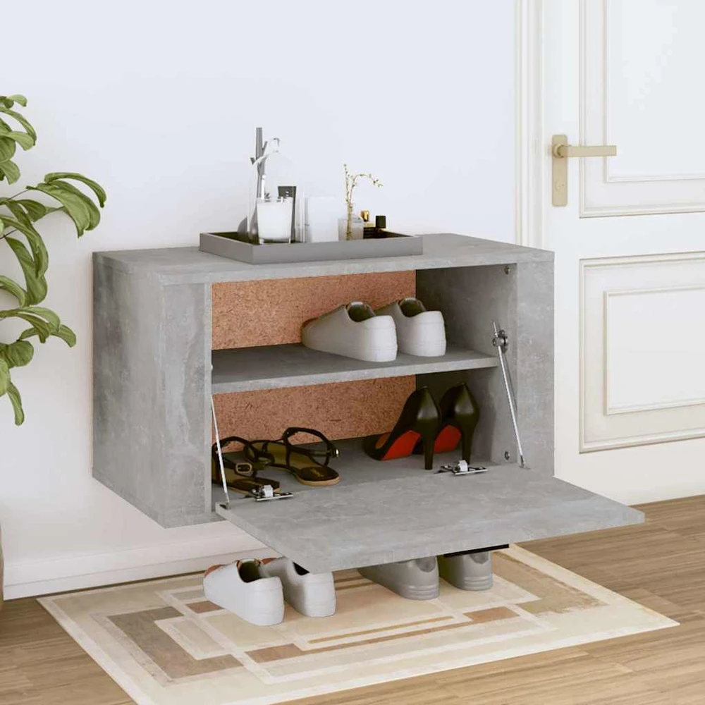 Sieninė spintelė batams, betono pilka, 70x35x38cm, mediena