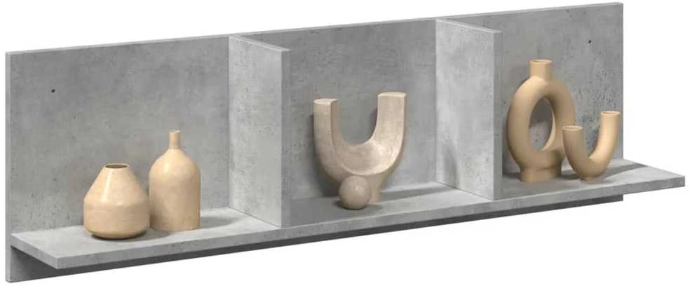 Sieninė spintelė, betono, 100x16,5x30cm, apdirbta mediena