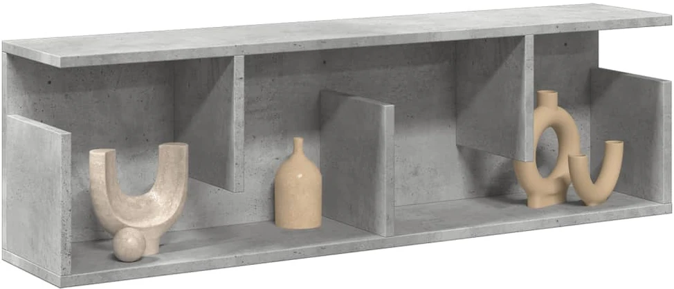 Sieninė spintelė, betono pilka, 100x20x30cm, apdirbta mediena