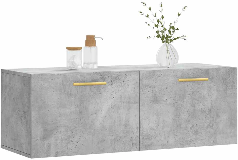 Sieninė spintelė, betono pilka, 100x36,5x35cm, apdirbta mediena