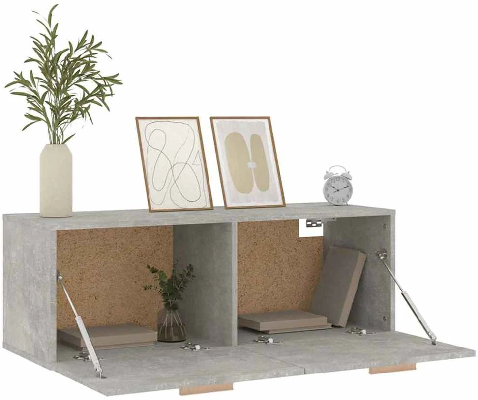 Sieninė spintelė, betono pilka, 100x36,5x35cm, apdirbta mediena