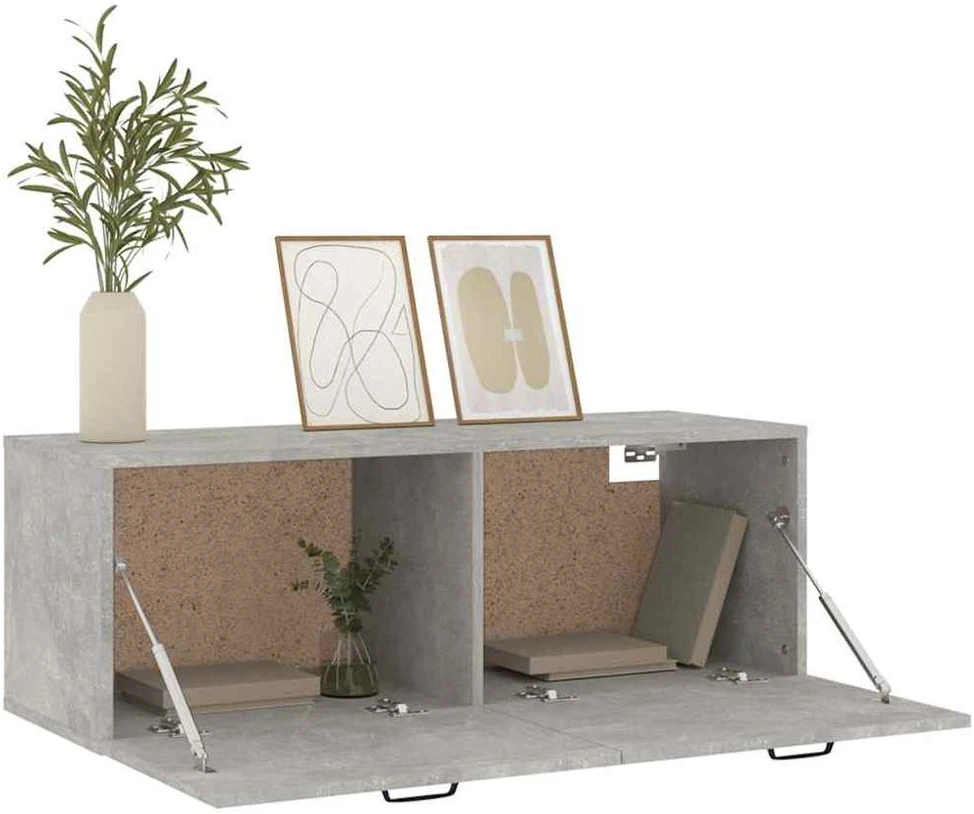 Sieninė spintelė, betono pilka, 100x36,5x35cm, apdirbta mediena