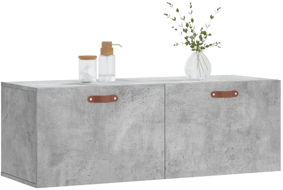 Sieninė spintelė, betono pilka, 100x36,5x35cm, apdirbta mediena