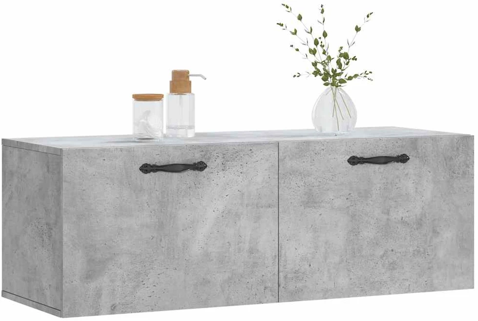 Sieninė spintelė, betono pilka, 100x36,5x35cm, apdirbta mediena