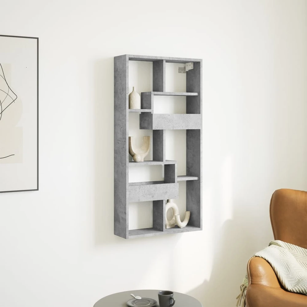 Sieninė spintelė, betono pilka, 50x15x100cm, apdirbta mediena