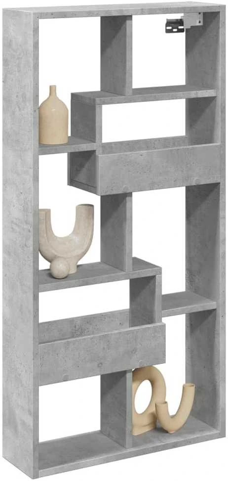 Sieninė spintelė, betono pilka, 50x15x100cm, apdirbta mediena