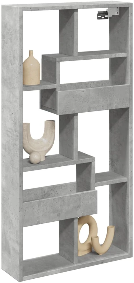 Sieninė spintelė, betono pilka, 50x15x100cm, apdirbta mediena