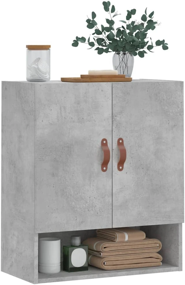 Sieninė spintelė, betono pilka, 60x31x70cm, apdirbta mediena