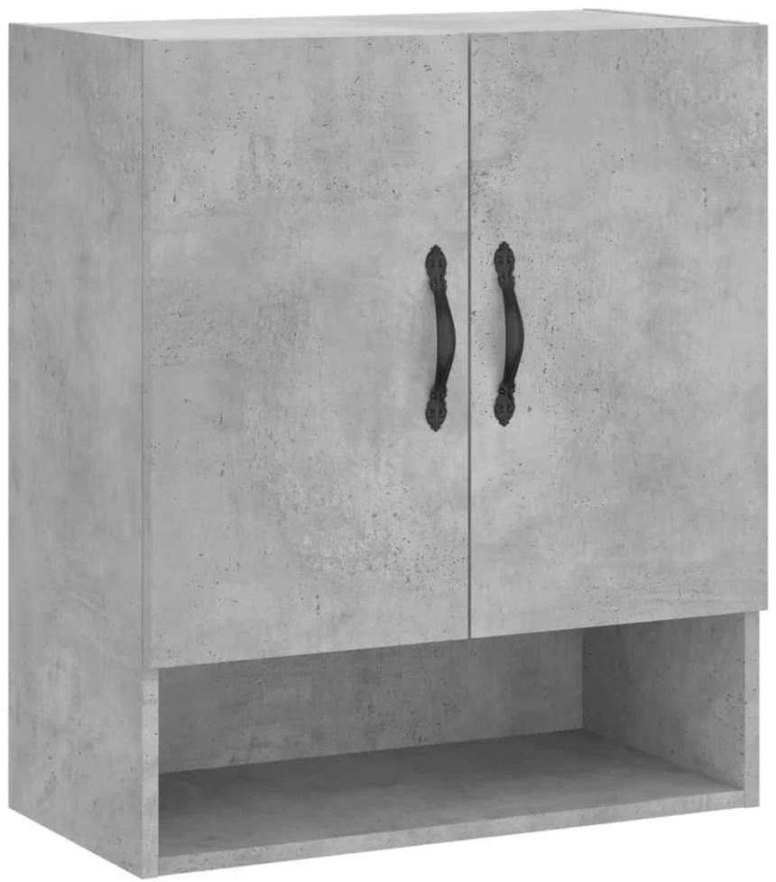 Sieninė spintelė, betono pilka, 60x31x70cm, apdirbta mediena