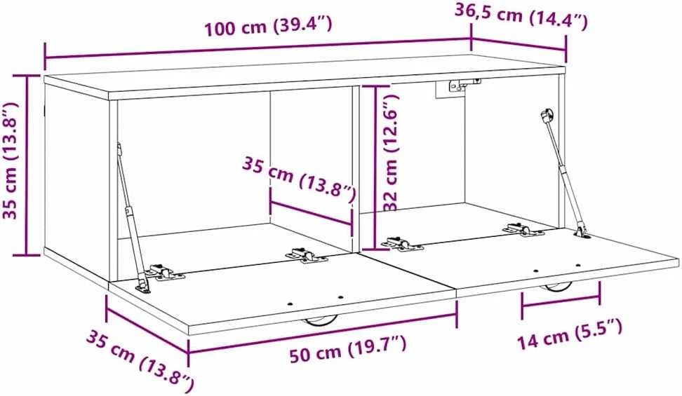 Prie sienos montuojama spinta 100 x 36,5 x 35 cm Juodas ąžuolas