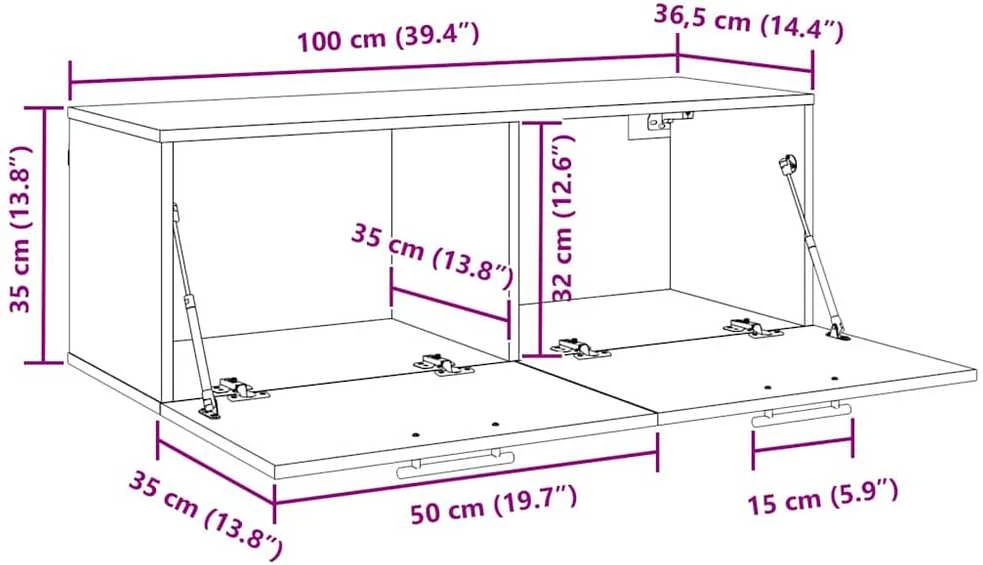 Sieninė spintelė 100 x 36.5 x 35 cm Apdirbta mediena
