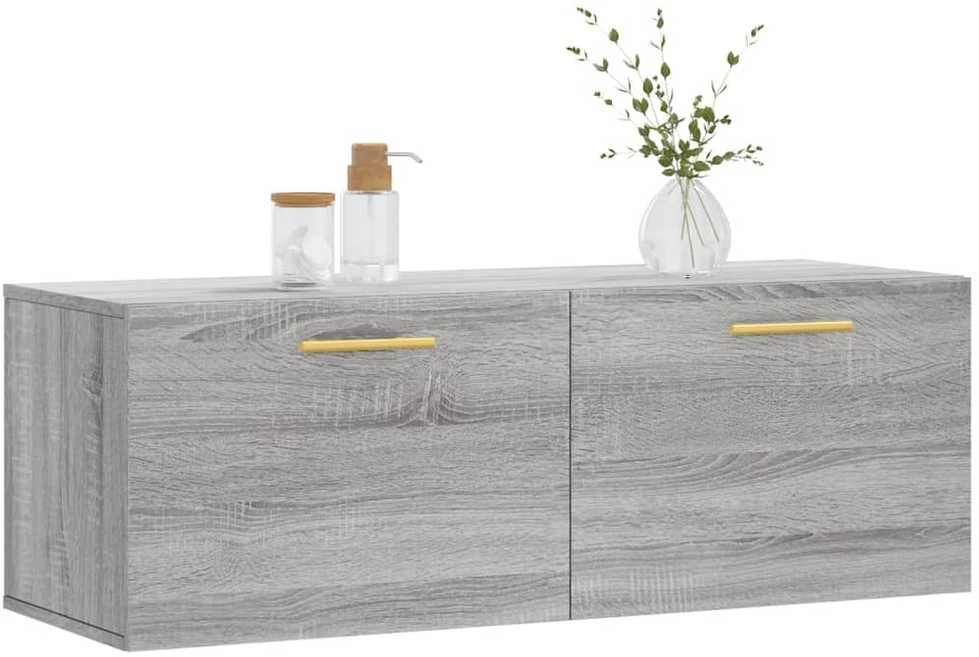 Sieninė spintelė, pilka ąžuolo, 100x36,5x35cm, apdirbta mediena