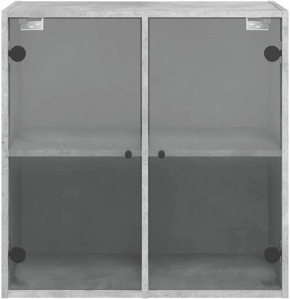 Sieninė spintelė su stiklinėmis durelėmis, betono, 68x37x68,5cm