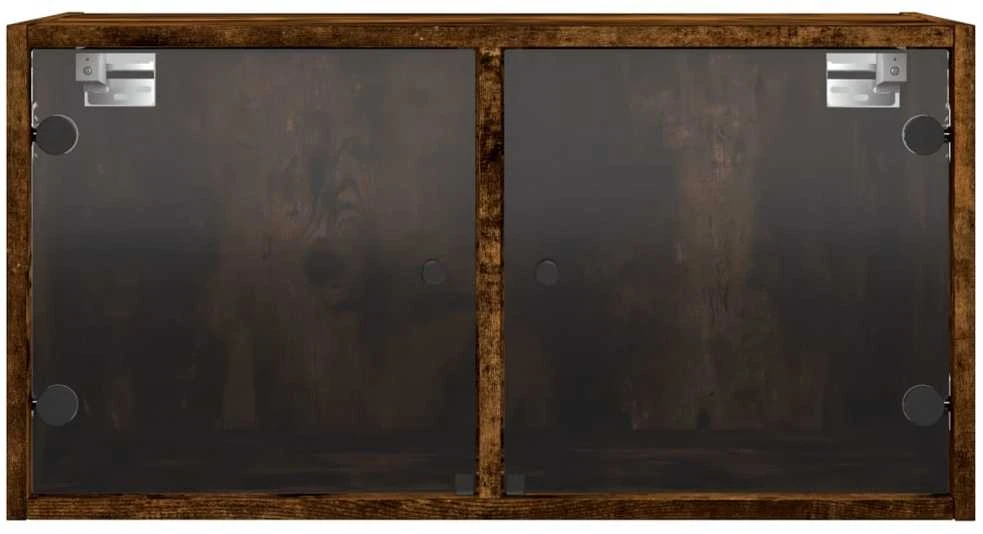 Sieninė spintelė su stiklinėmis durelėmis, dūminė, 68,5x37x35cm