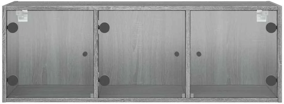 Sieninė spintelė su stiklinėmis durelėmis, pilka, 102x37x35cm