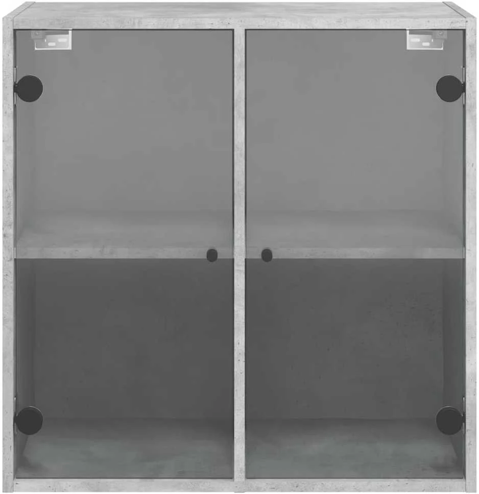 Sieninė spintelė su stiklinėmis durelėmis, betono, 68x37x68,5cm
