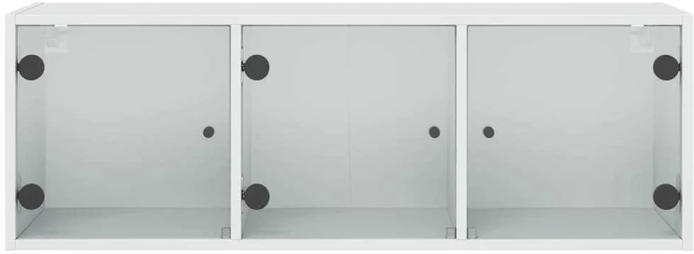 Sieninė spintelė su stiklinėmis durelėmis, balta, 102x37x35cm