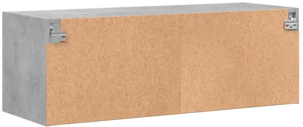 Sieninė spintelė su stiklinėmis durelėmis, betono, 102x37x35cm