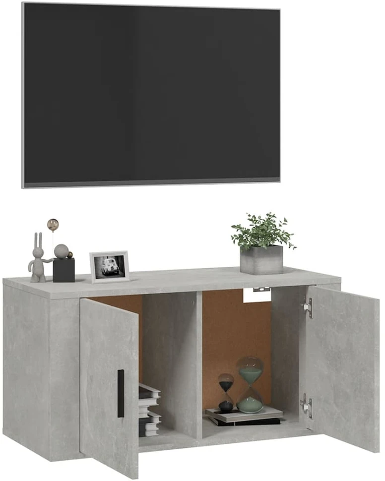TV staliukas Sieninė televizoriaus spintelė, betono pilka, 80x34,5x40cm