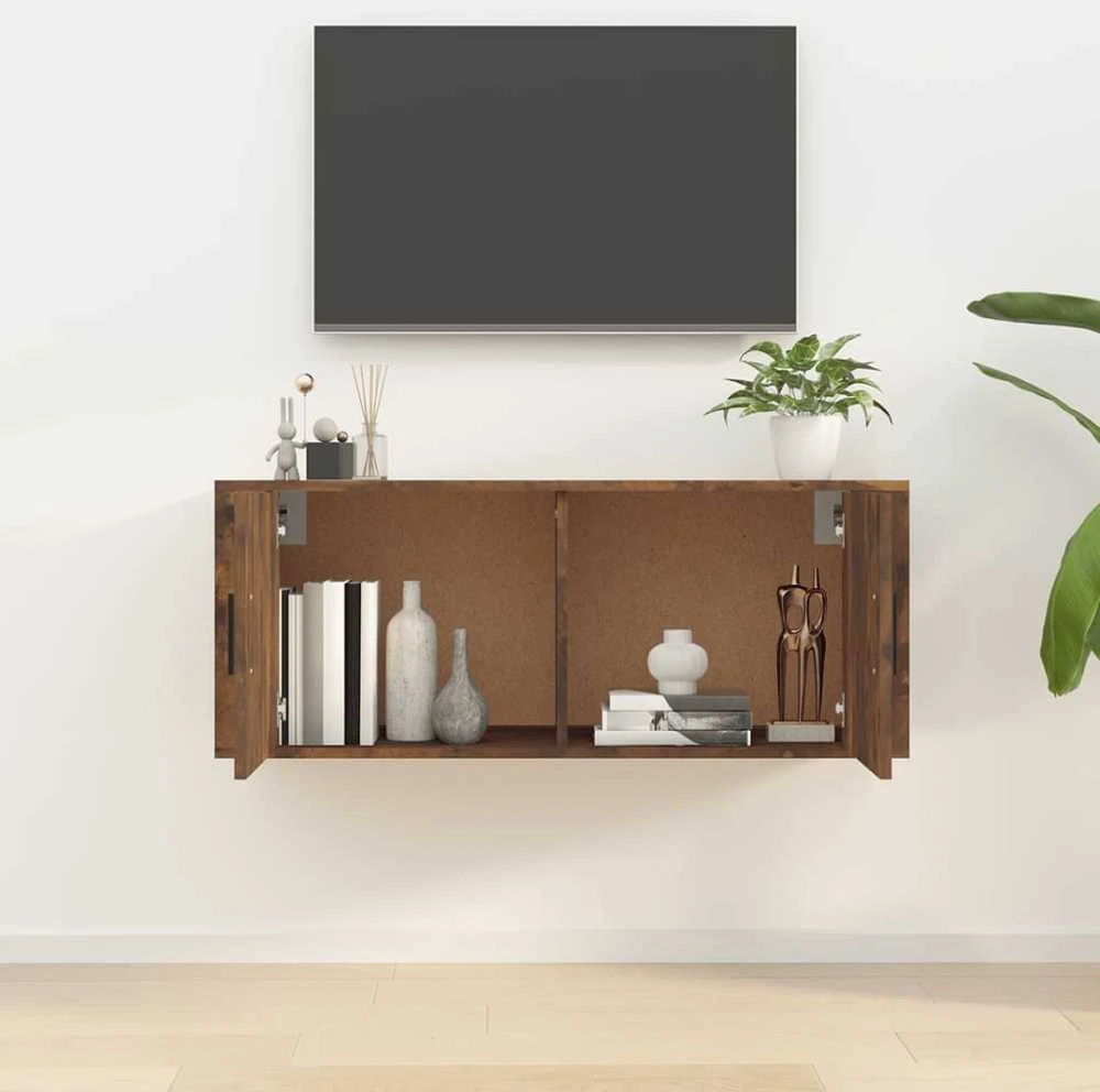 TV staliukas Sieninė televizoriaus spintelė, dūminio ąžuolo, 100x34,5x40cm