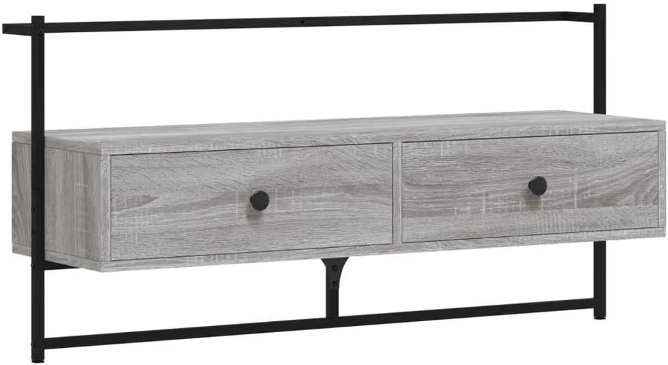 TV staliukas Sieninė televizoriaus spintelė, pilka, 100,5x30x51cm, mediena