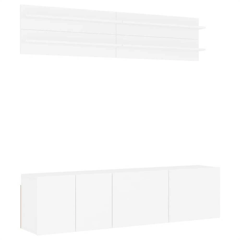 TV staliukas | TV sieniniai vienetai | 6 pcs balta Apdirbta mediena