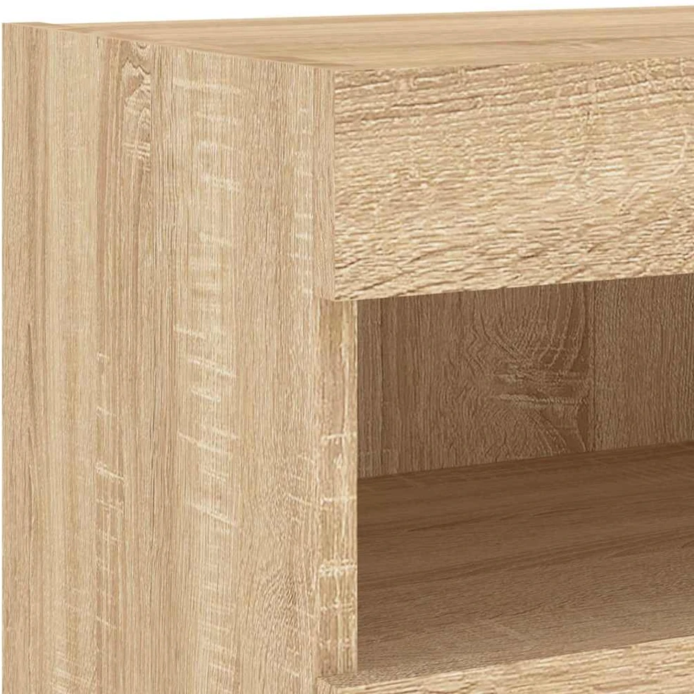 TV staliukas Sieninė TV sekcija su LED, 4 dalių, ąžuolo, apdirbta mediena