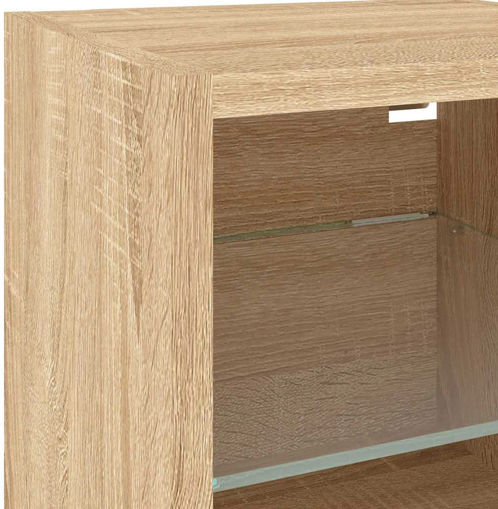 TV staliukas Sieninė TV sekcija su LED, 4 dalių, ąžuolo, apdirbta mediena