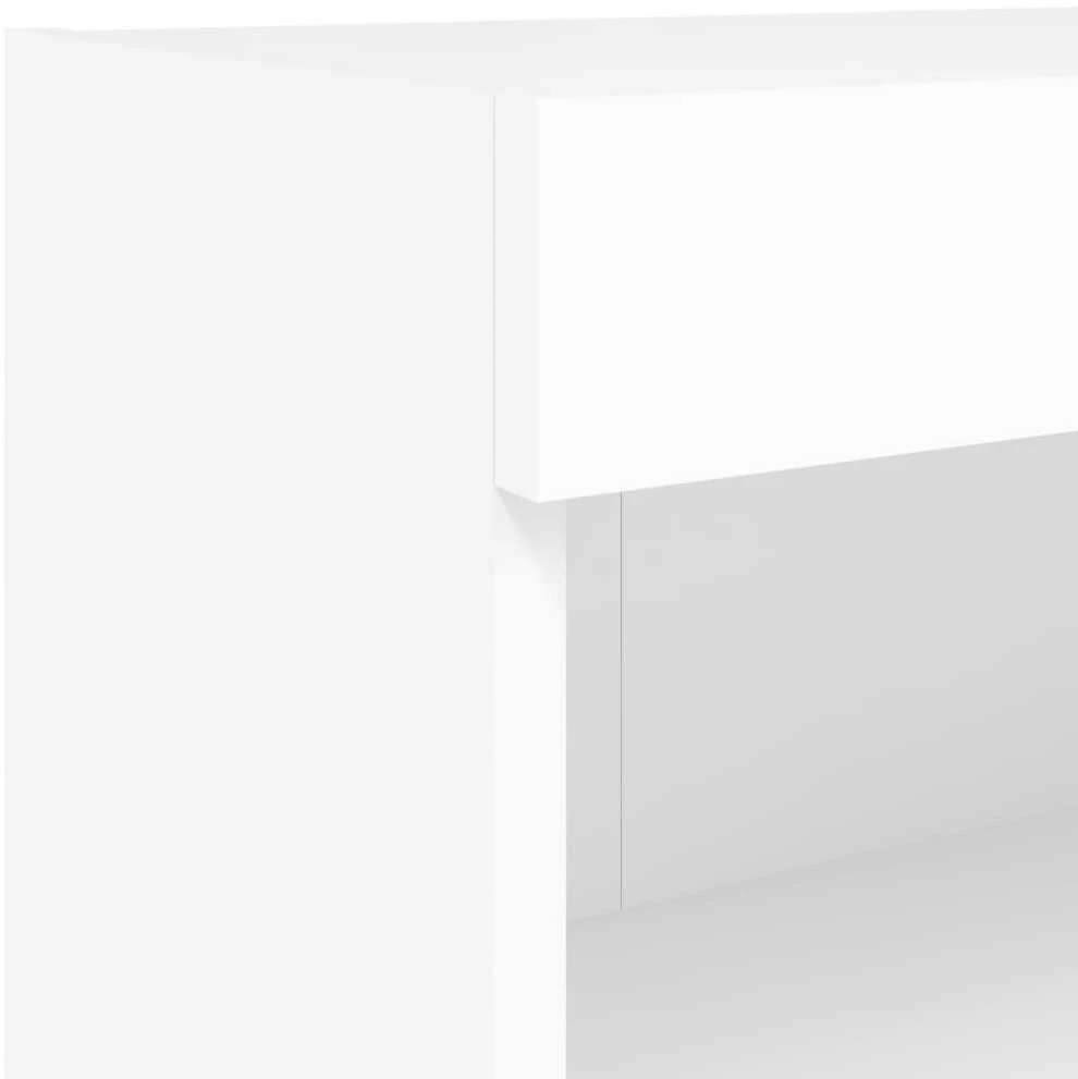 TV staliukas Sieninė TV sekcija su LED, 4 dalių, balta, apdirbta mediena
