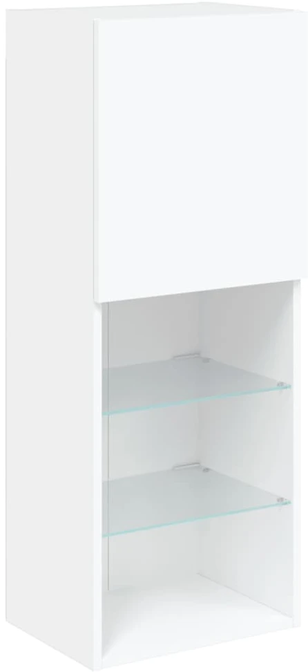 TV staliukas Sieninė TV sekcija su LED, 4 dalių, balta, apdirbta mediena