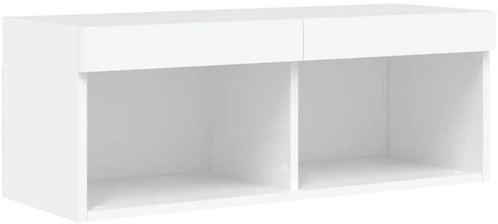 TV staliukas Sieninė TV sekcija su LED, 4 dalių, balta, apdirbta mediena