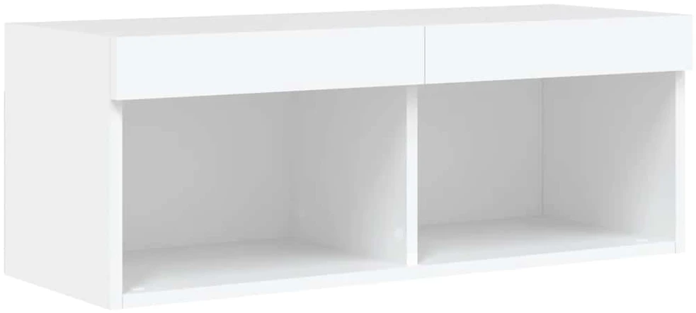 TV staliukas Sieninė TV sekcija su LED, 4 dalių, balta, apdirbta mediena