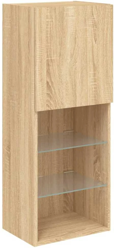 TV staliukas Sieninė TV sekcija su LED, 5 dalių, ąžuolo, apdirbta mediena