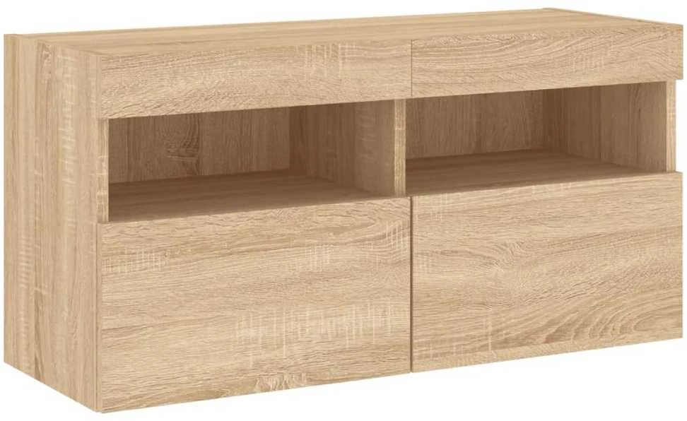 TV staliukas Sieninė TV sekcija su LED, 5 dalių, ąžuolo, apdirbta mediena