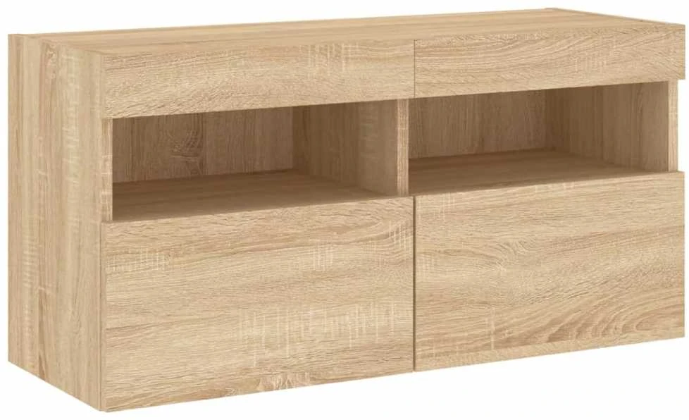 TV staliukas Sieninė TV sekcija su LED, 5 dalių, ąžuolo, apdirbta mediena