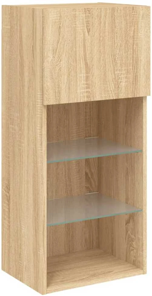TV staliukas Sieninė TV sekcija su LED, 5 dalių, ąžuolo, apdirbta mediena