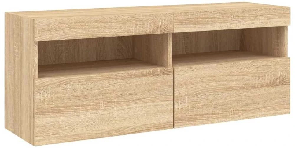 TV staliukas Sieninė TV sekcija su LED, 5 dalių, ąžuolo, apdirbta mediena
