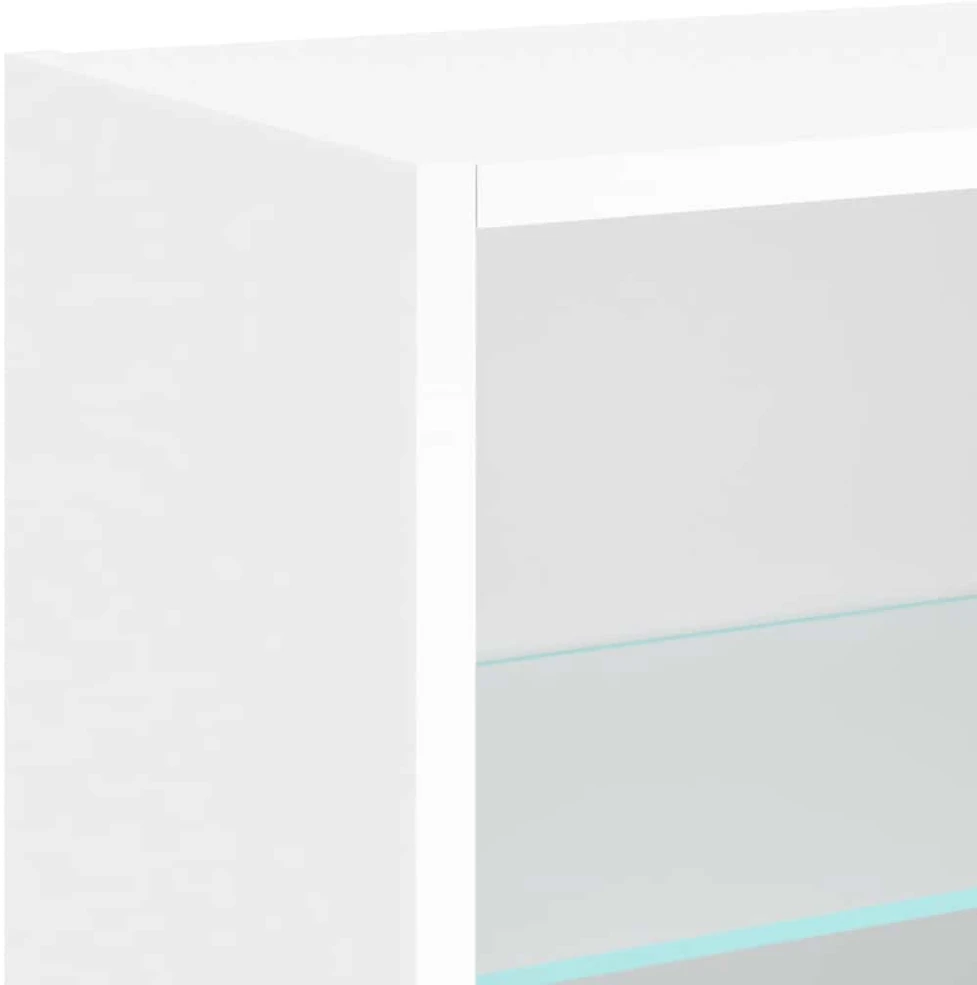 TV staliukas Sieninė TV sekcija su LED, 5 dalių, balta, apdirbta mediena