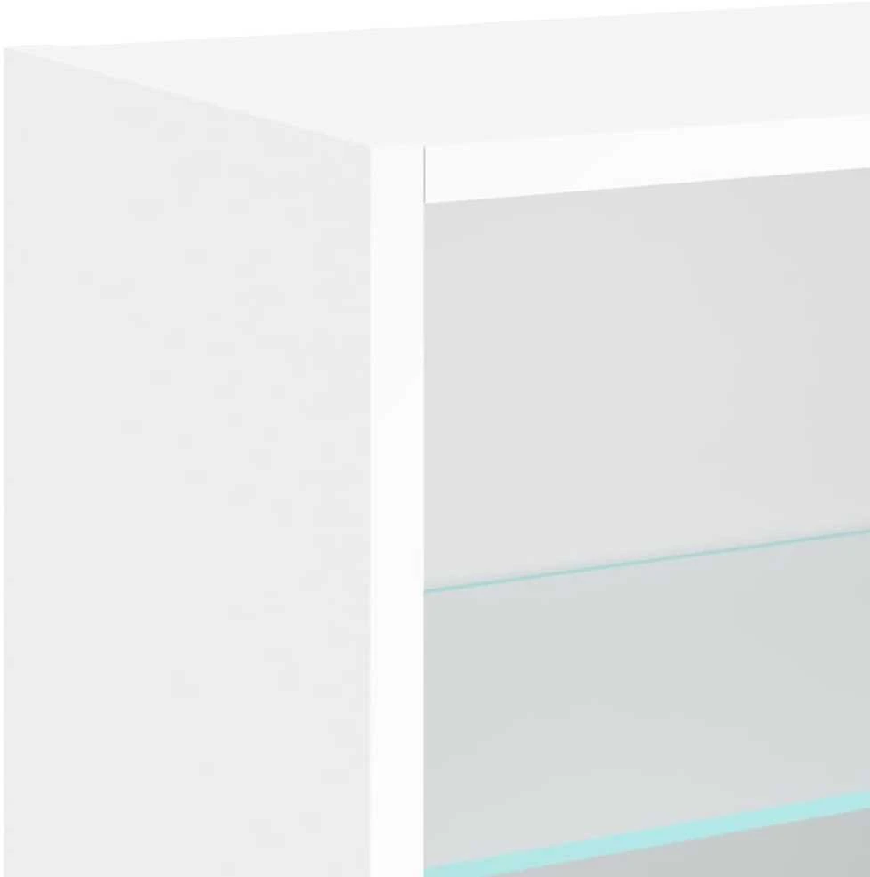 TV staliukas Sieninė TV sekcija su LED, 5 dalių, balta, apdirbta mediena
