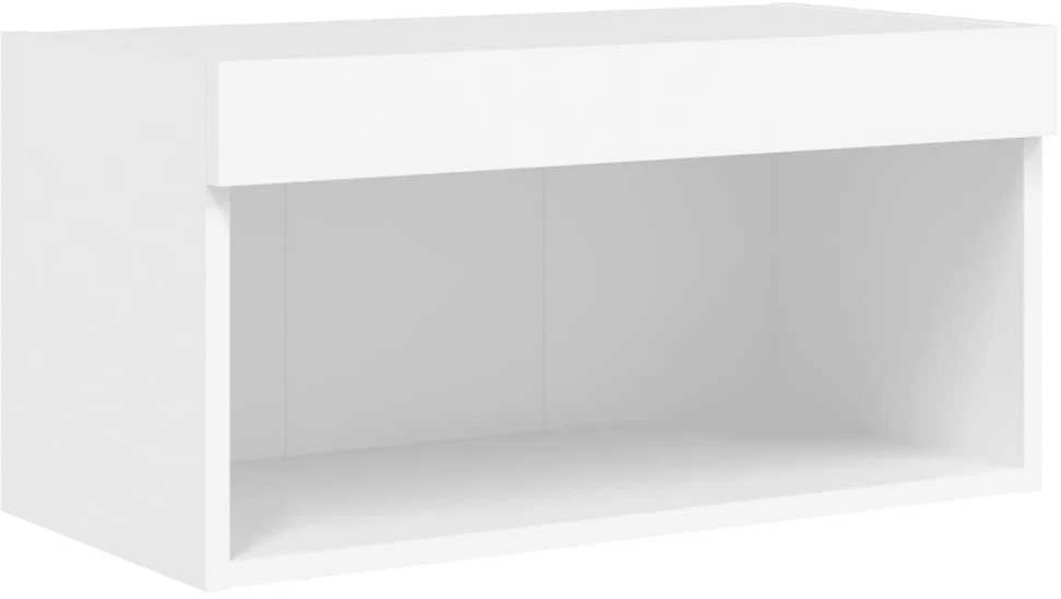 TV staliukas Sieninė TV sekcija su LED, 5 dalių, balta, apdirbta mediena