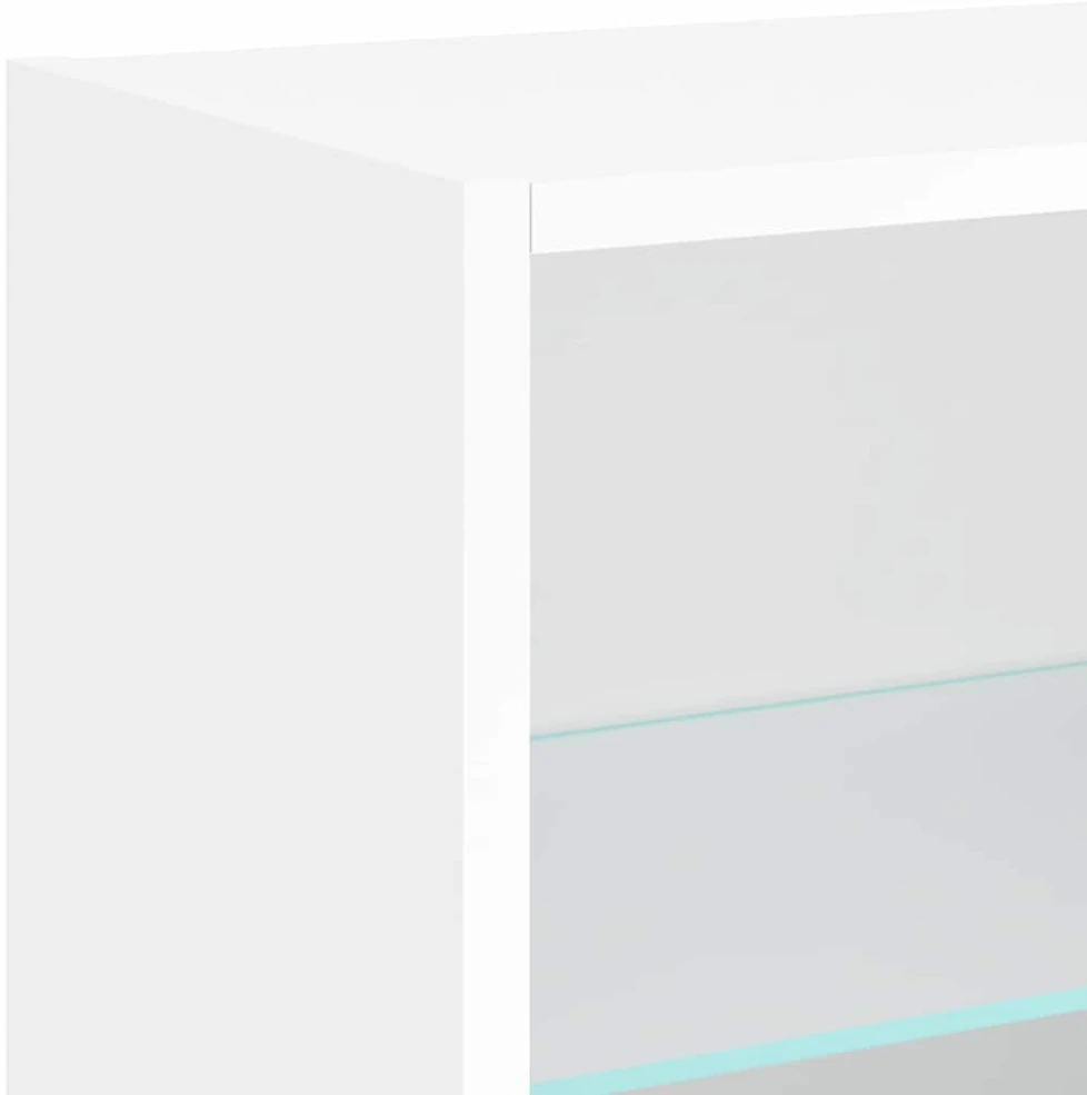 TV staliukas Sieninė TV sekcija su LED, 5 dalių, balta, apdirbta mediena