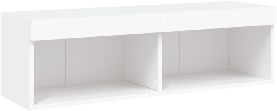 TV staliukas Sieninė TV sekcija su LED, 5 dalių, balta, apdirbta mediena