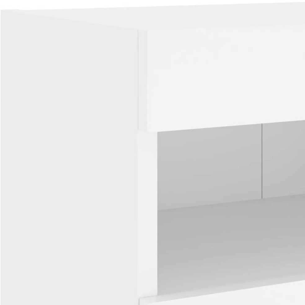 TV staliukas Sieninė TV sekcija su LED, 5 dalių, balta, apdirbta mediena