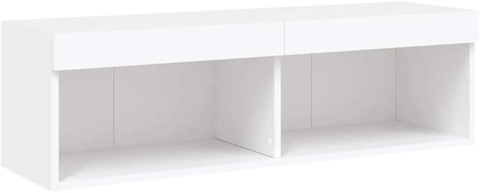 TV staliukas Sieninė TV sekcija su LED, 5 dalių, balta, apdirbta mediena