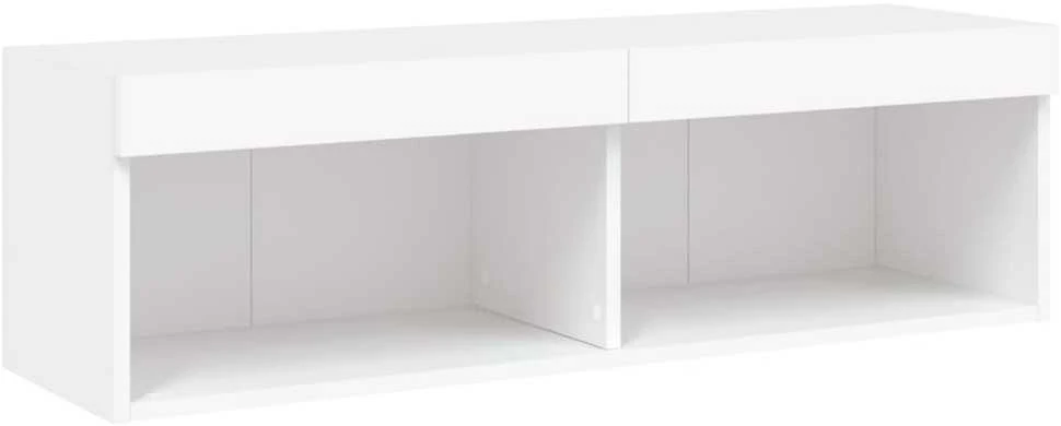 TV staliukas Sieninė TV sekcija su LED, 5 dalių, balta, apdirbta mediena