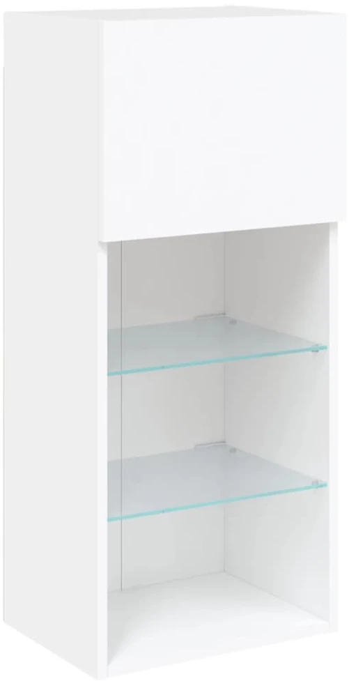 TV staliukas Sieninė TV sekcija su LED, 5 dalių, balta, apdirbta mediena