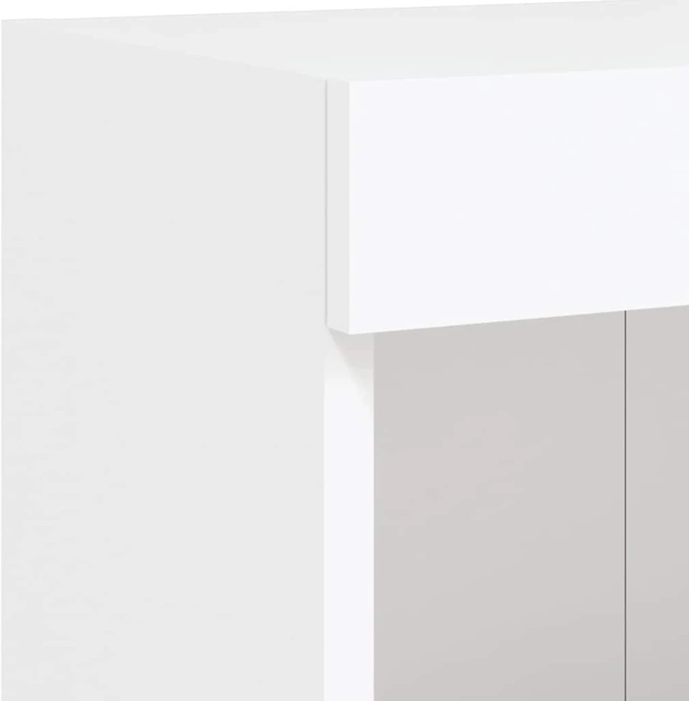TV staliukas Sieninė TV sekcija su LED, 5 dalių, balta, apdirbta mediena